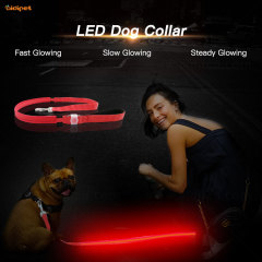 AIDI Solid Color Glow In the Dark Dog Leash Red Vlue Green Light Up Dog Collar Leash Lead